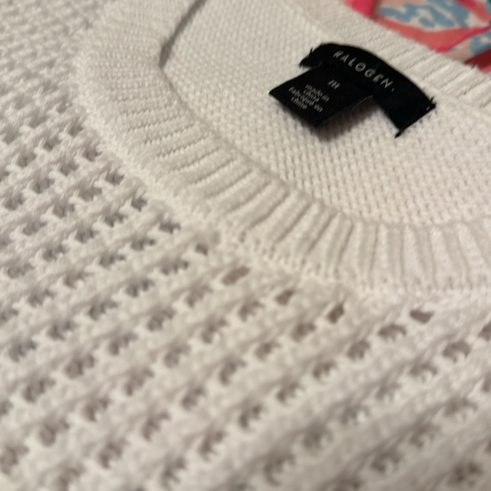 Sleeveless Crochet Tank Open Stitch Cotton Sweater Vest Summer White Top - Picture 6 of 8